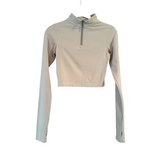 Balance Athletica Tan Zip-Up Crop Top